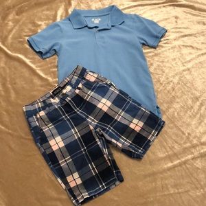 Children’s Place blue polo and plaid shorts